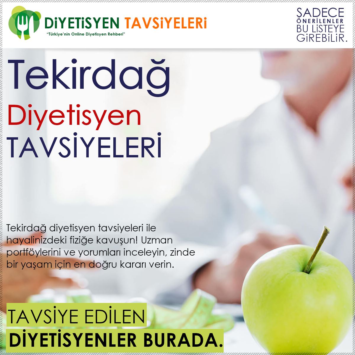 Tekirdağ Diyetisyen Tavsiyeleri